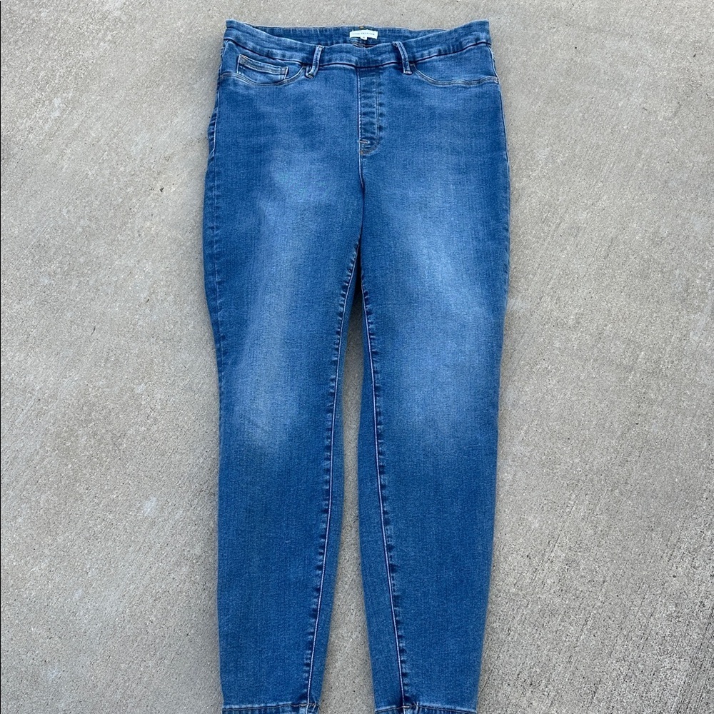 Good American power stretch high waisted pull on skinny jeans size 5 indigo